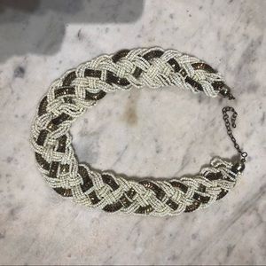 White and Gold Beaded Necklace